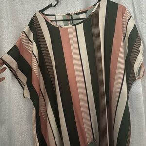 SHEIN Multicolor Striped Blouse - Pink, Green, Cream